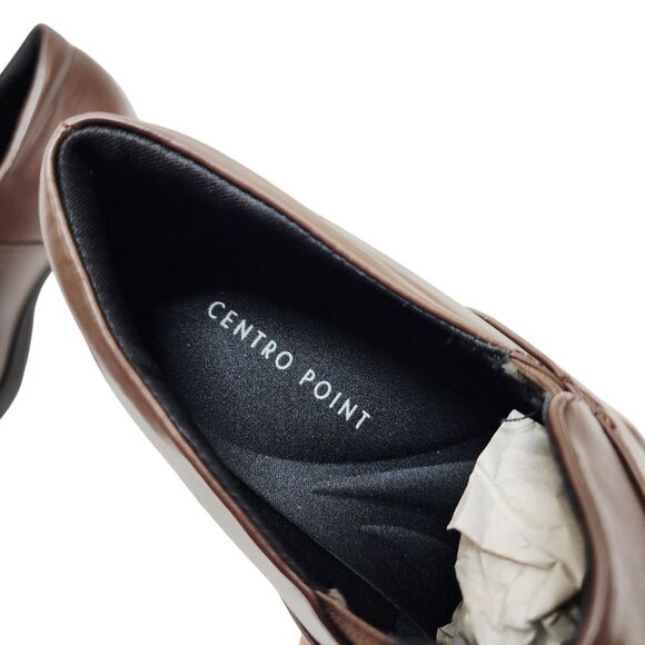 Centro Point Womens Brown Block Heel Loafers Size 8.5 Leather Slip-On - Picture 3 of 13
